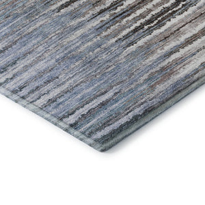 HomeRoots 8' X 10' Sky Blue Coffee Striped Area Rug – Washable, Stain-Resistant, UV-Protected for Busy Homes 650996