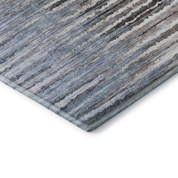 HomeRoots 8' X 10' Sky Blue Coffee Striped Area Rug – Washable, Stain-Resistant, UV-Protected for Busy Homes 650996