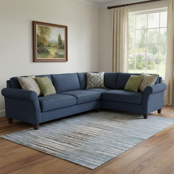 HomeRoots 10' Sky Blue Coffee & Ivory Striped Washable Area Rug - UV Protected, Stain-Resistant, Durable Design 650998