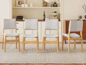 English Elm Upholstered Stackable Dining Chairs Linen Fabric Rubberwood Frame Rustic Set of 2 Natural N752P327192N
