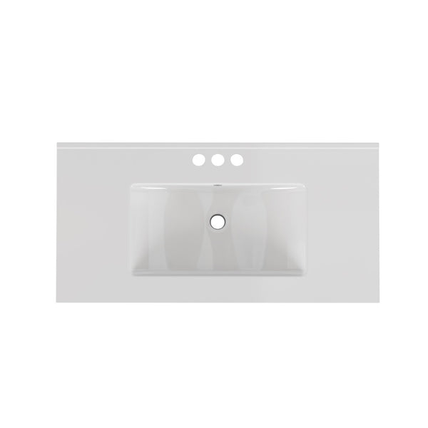 English Elm 36-inch Ceramic Drop-in Bathroom Sink for Vanities with Glazed Minimalist Profile W3151P360959