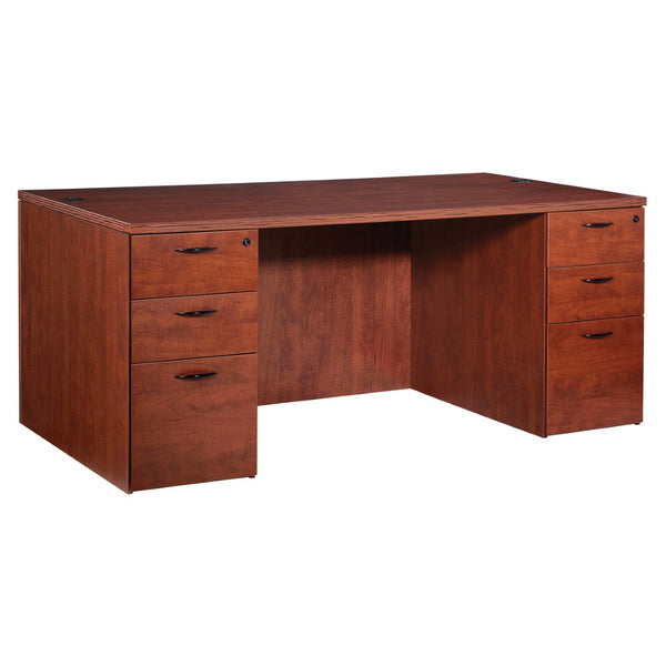 OSP Home Furnishings Napa Executive Double Pedestal Desk with Spacious Work Surface for Home or Office Use Cherry NAPCHY-TYP202