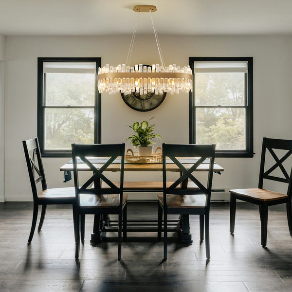 English Elm 36-Inch Modern Luxury Gold Crystal Chandelier with 24 Lights, Adjustable Height, Brass Frame, Elegant Centerpiece W2869P218651