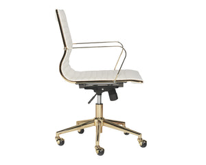 Sunpan Jessica Office Chair - Glamorous Faux Leather Design with Polished Gold Frame for Stylish Mobility Snow