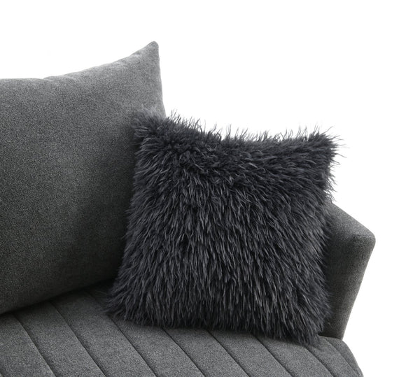 English Elm Transitional Hoople Channel Tufted Swivel Chair with Curved Back and 360° Base Upholstered Accent Piece Dark Gray 45 L x 43 W x 26 H B2741P400832