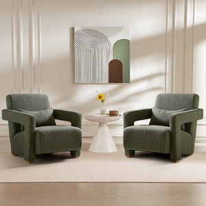 English Elm Mirod Geometric Accent Chair Set of 2 with Lumbar Support and Square Wood Legs N760S0000035C