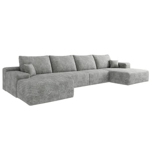 English Elm 135" Cloud Sectional Sofa With Ottoman - Modern U-Shaped Couch For Cozy Living Rooms & Versatile Spaces W2824S00045