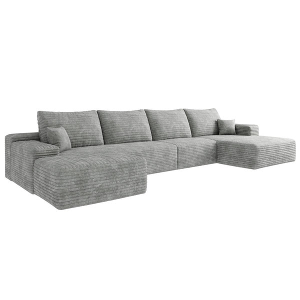English Elm 135" Cloud Sectional Sofa With Ottoman - Modern U-Shaped Couch For Cozy Living Rooms & Versatile Spaces W2824S00045