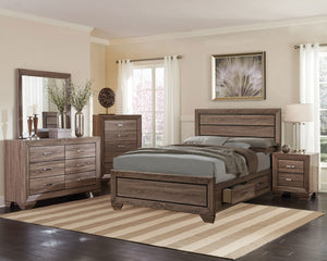 English Elm Carina Queen Bedroom Set Grey Oak Paneled Headboard Nickel Hardware Five Piece Taupe B062S00746