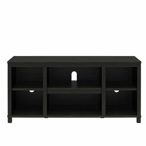 English Elm Parsons TV Stand for TVs up to 50" with ample open shelving, cord management, modern oak finish Black B2733P384489