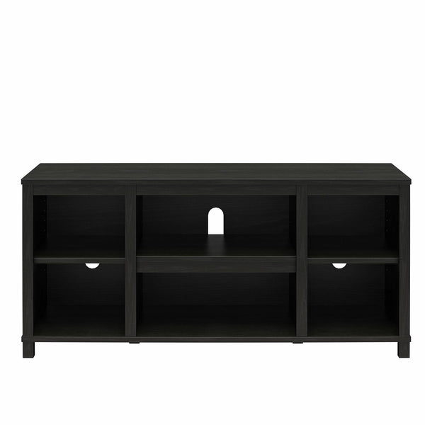 English Elm Parsons TV Stand for TVs up to 50" with ample open shelving, cord management, modern oak finish Black B2733P384489