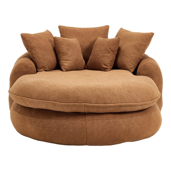 English Elm Oversized Memory Foam Chenille Bean Bag Sofa with Ergonomic Back Support, 3 Large & 2 Small Pillows Orange W395P359410