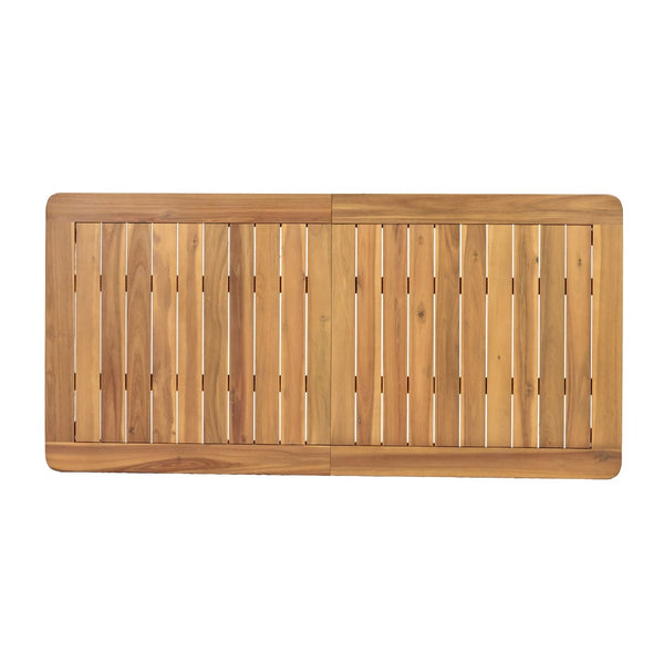 English Elm Rectangular Acacia Wood Outdoor Dining Table Seats 6 with Slatted Top for Patio Light Teak N768P374498L