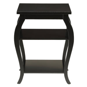 English Elm Black Solid Wood 2-Shelf End Table with Cabriole Legs, Rustic Black Finish, Sturdy Elegant Side Table (23.5"H x18.5"W) B062P181375