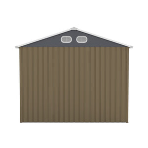 English Elm Campcraft 8x12 Outdoor Metal Storage Shed Lockable Weatherproof Backyard Tool House Brown W1598S00043