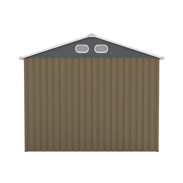 English Elm Campcraft 8x12 Outdoor Metal Storage Shed Lockable Weatherproof Backyard Tool House Brown W1598S00043