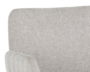 Sunpan LUCANO Dining Armchair - Contemporary Belfast Heather Grey Seat with Gold Legs for Stylish Comfort 106694