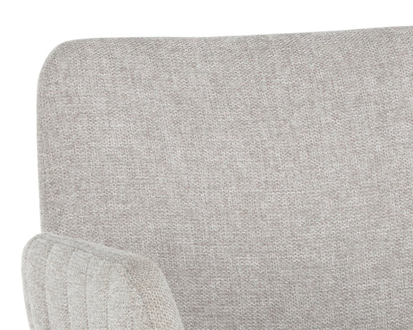 Sunpan LUCANO Dining Armchair - Contemporary Belfast Heather Grey Seat with Gold Legs for Stylish Comfort 106694