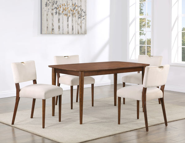 Comfort Pointe Bonito Walnut Finish Leg Dining Table Walnut Solid and engineered wood, birch veneers