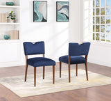 Comfort Pointe Bonito Navy Blue Velvet Dining Chair Blue / Walnut