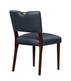 Comfort Pointe Bonito Midnight Blue Faux Leather Dining Chair - Set of 2 Blue faux leather / Walnut Solid hardwood