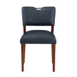 Comfort Pointe Bonito Midnight Blue Faux Leather Dining Chair - Set of 2 Blue faux leather / Walnut Solid hardwood