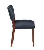 Comfort Pointe Bonito Midnight Blue Faux Leather Dining Chair - Set of 2 Blue faux leather / Walnut Solid hardwood