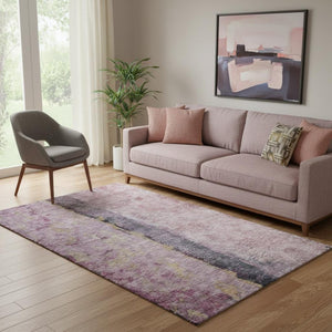 HomeRoots 5' X 8' Blush Gray and Ivory Abstract Area Rug - Washable, UV Protected, Perfect for High-Traffic Homes 651006