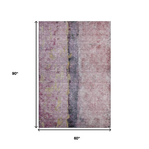 HomeRoots 5' X 8' Blush Gray and Ivory Abstract Area Rug - Washable, UV Protected, Perfect for High-Traffic Homes 651006