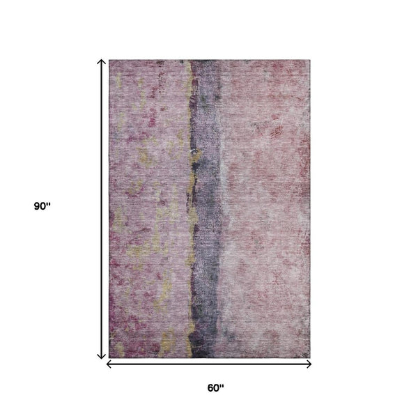 HomeRoots 5' X 8' Blush Gray and Ivory Abstract Area Rug - Washable, UV Protected, Perfect for High-Traffic Homes 651006