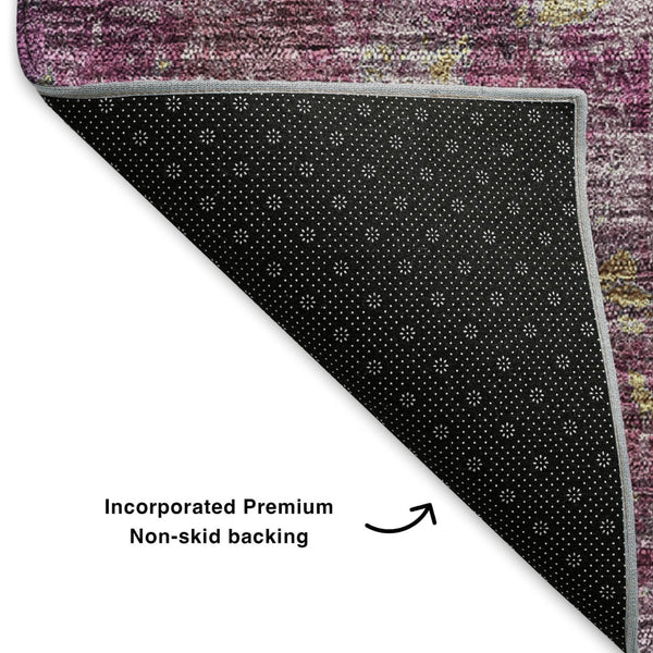 HomeRoots 8' X 10' Blush Gray & Ivory Abstract Area Rug - Washable, UV Protected, Kid & Pet Friendly Design 651008