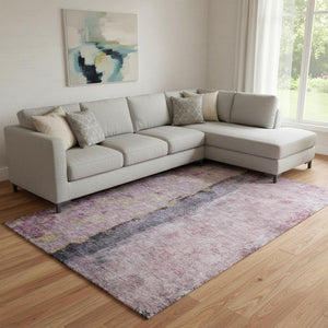 HomeRoots 9' x 12' Blush Gray and Ivory Abstract Area Rug - Washable, UV Protected, Durable for Busy Homes 651009