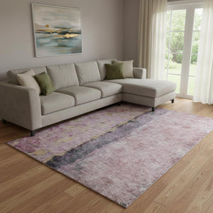 HomeRoots 10' X 14' Blush Gray & Ivory Abstract Area Rug - Washable, UV-Protected for Modern Spaces & Families 651010