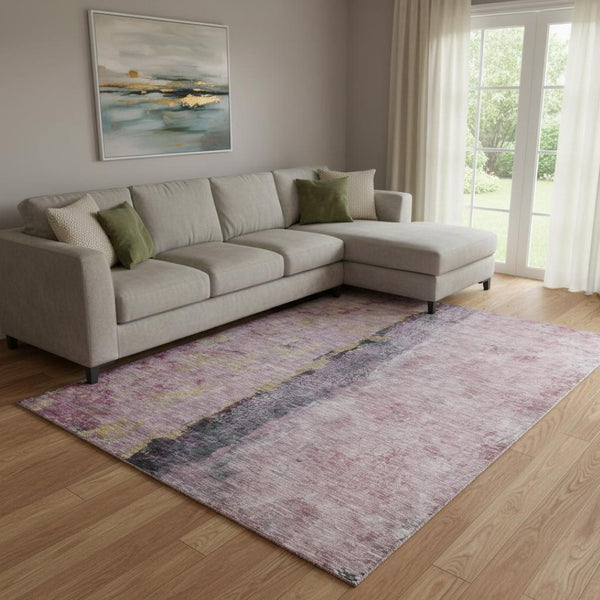 HomeRoots 10' X 14' Blush Gray & Ivory Abstract Area Rug - Washable, UV-Protected for Modern Spaces & Families 651010