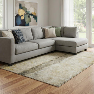HomeRoots 8' X 10' Washable Abstract Area Rug in Brown, Gray & Ivory – UV Protected, Stain Resistant & Stylish 651014