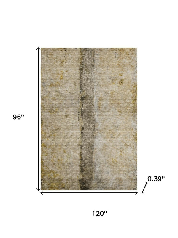 HomeRoots 8' X 10' Washable Abstract Area Rug in Brown, Gray & Ivory – UV Protected, Stain Resistant & Stylish 651014