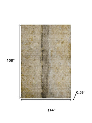HomeRoots 9' X 12' Stylish Brown Gray Ivory Abstract Area Rug - Durable, Stain-Resistant, UV Protected Design 651015