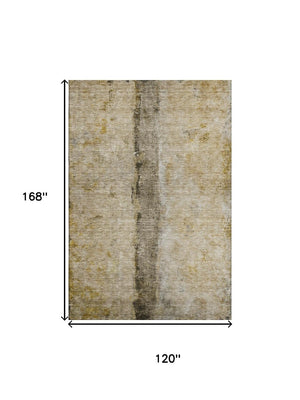 HomeRoots 10' X 14' Stylish Brown Gray Ivory Washable Area Rug with UV Protection for Busy Homes & Spaces 651016