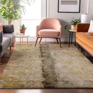 HomeRoots 10' X 14' Stylish Brown Gray Ivory Washable Area Rug with UV Protection for Busy Homes & Spaces 651016