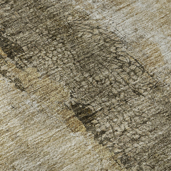 HomeRoots 10' X 14' Stylish Brown Gray Ivory Washable Area Rug with UV Protection for Busy Homes & Spaces 651016