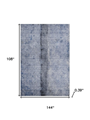 HomeRoots 9' X 12' Durable Denim Blue Gray Ivory Abstract Area Rug - Washable, UV Protected & Stylish Comfort 651027