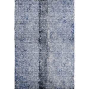 HomeRoots 10' Denim Blue Gray Ivory Abstract Washable Area Rug - Durable, Stain-Resistant, UV-Guarded Design 651028
