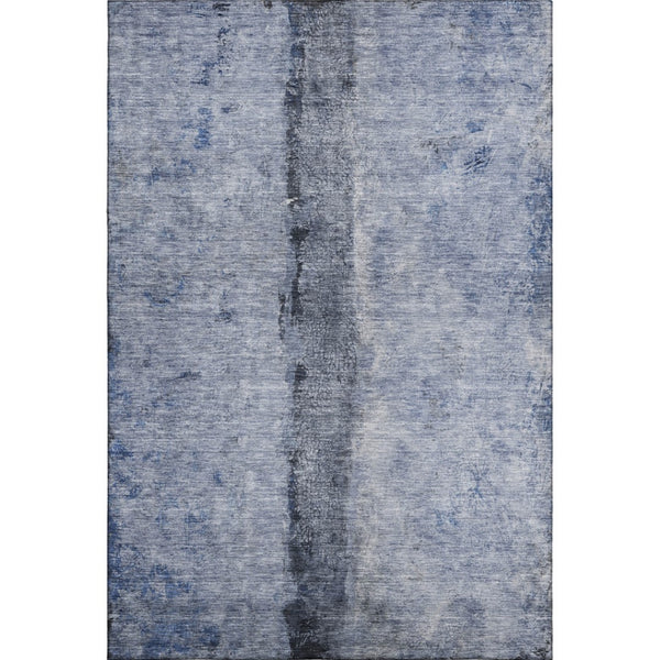 HomeRoots 10' Denim Blue Gray Ivory Abstract Washable Area Rug - Durable, Stain-Resistant, UV-Guarded Design 651028