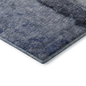 HomeRoots 10' Denim Blue Gray Ivory Abstract Washable Area Rug - Durable, Stain-Resistant, UV-Guarded Design 651028