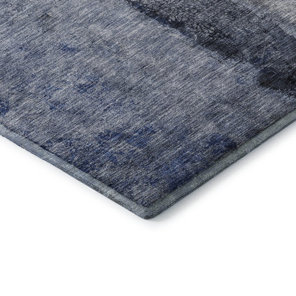 HomeRoots 10' Denim Blue Gray Ivory Abstract Washable Area Rug - Durable, Stain-Resistant, UV-Guarded Design 651028