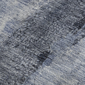 HomeRoots 10' Denim Blue Gray Ivory Abstract Washable Area Rug - Durable, Stain-Resistant, UV-Guarded Design 651028