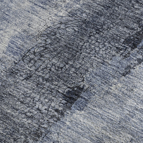 HomeRoots 10' Denim Blue Gray Ivory Abstract Washable Area Rug - Durable, Stain-Resistant, UV-Guarded Design 651028