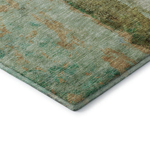 HomeRoots 8' Vibrant Green, Blue & Gold Abstract Washable Round Rug – UV Protected, Stain-Resistant & Stylish 651031