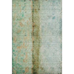 HomeRoots 8' X 10' Vibrant Green, Blue & Gold Abstract Washable Area Rug with UV Protection for High Traffic Areas 651032