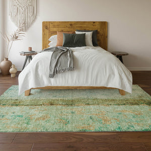 HomeRoots 8' X 10' Vibrant Green, Blue & Gold Abstract Washable Area Rug with UV Protection for High Traffic Areas 651032